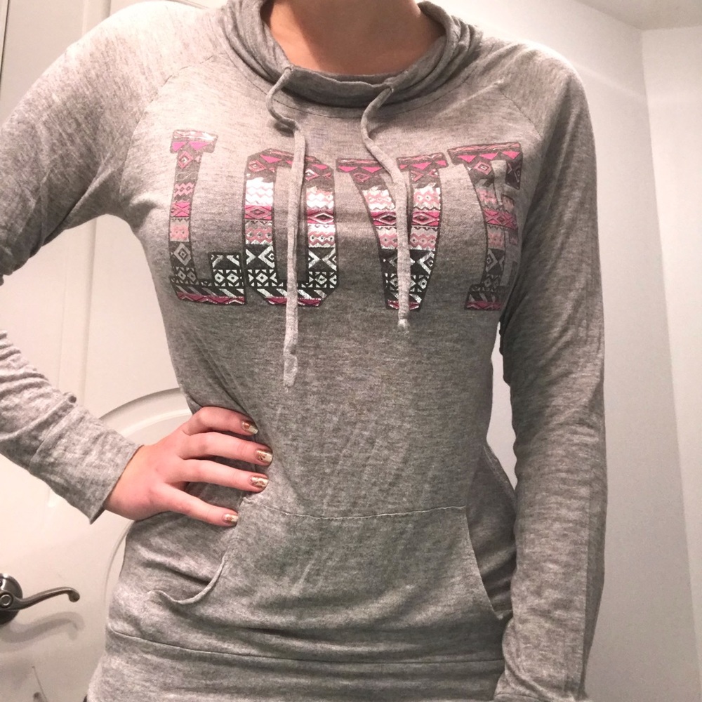 rue21 Grey Long Sleeve Cowl Neck Top Sz. M